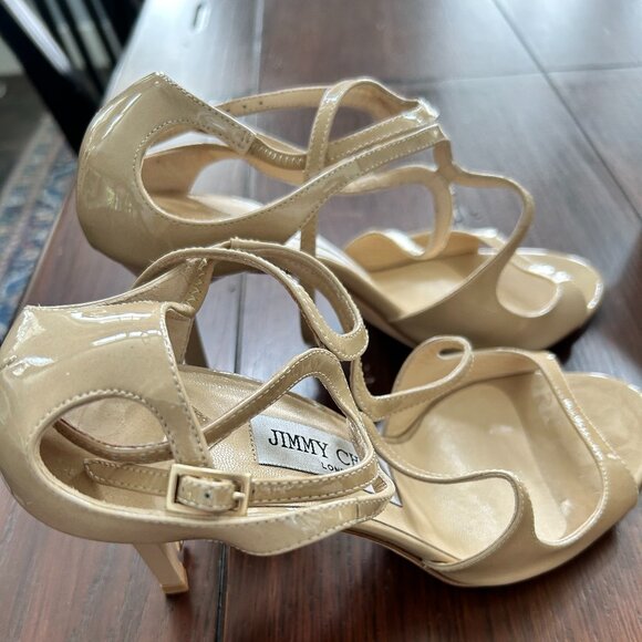 Jimmy Choo Ivette nude heel sandals 37. - Picture 1 of 5